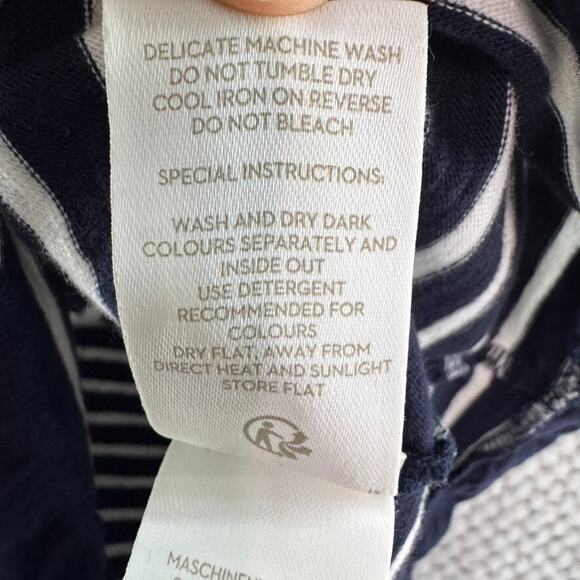 Boden Dress Women US4R Blue White Striped Emily Ruffle Jersey Stretch Crew Neck - Picture 13 of 13